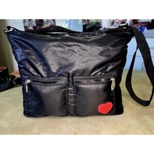 DKNY black nylon bag with heart on front